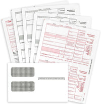 1099 MISC Forms for 2025, 4-Part Tax Forms,  25 Forms and 25 Self-Seal Envelopes.