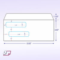 Double Window Envelopes Self Seal with Security Tint Inside Compatible with Quickbook and other Checks