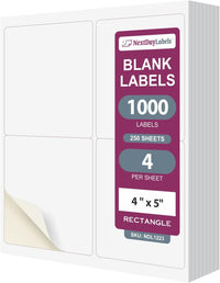 8-1/2" x 11", 4 Labels, per Sheet,4" x 5"
