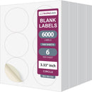 8-1/2" x 11",6 Labels, per Sheet,3.33" Round