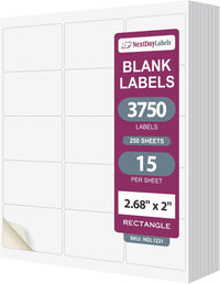 8-1/2" x 11", 15 Labels, per Sheet, 2"-11/16 x 2"