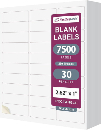 8-1/2" x 11"  30 Labels per Sheet 2.625" x 1" Each Label