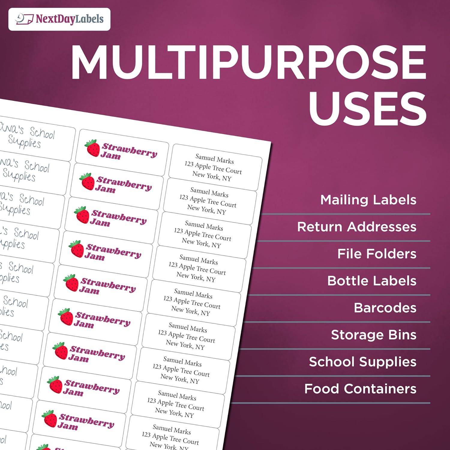 8-1/2" x 11"  30 Labels per Sheet 2.625" x 1" Each Label