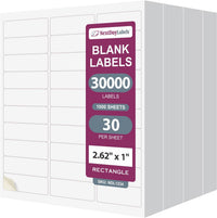 8-1/2" x 11"  30 Labels per Sheet 2.625" x 1" Each Label