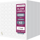 8-1/2" x 11" 63 Labels per Sheet 1" Hearts