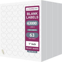8-1/2" x 11" 63 Labels per Sheet 1" Hearts