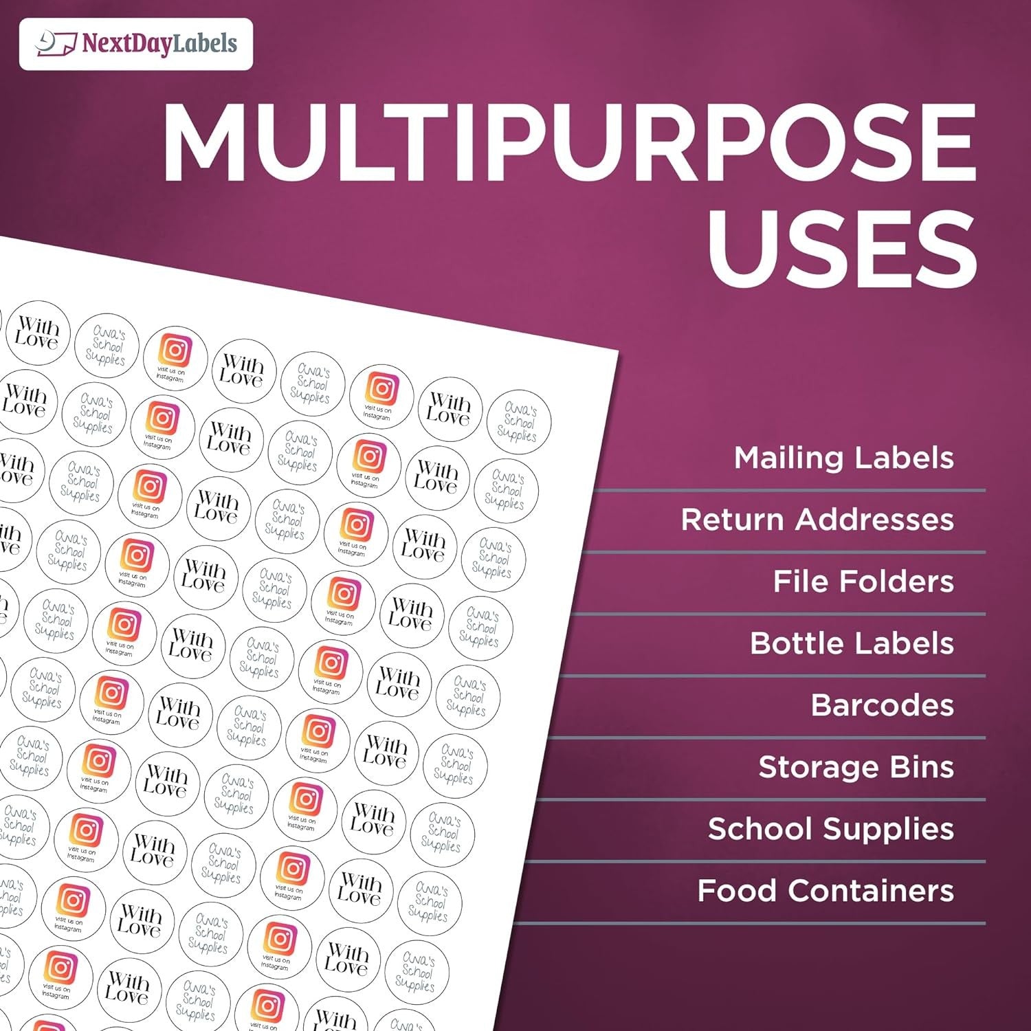 8-1/2" x 11" White Laser Labels, 108 Labels per Sheet, 3/4" Round