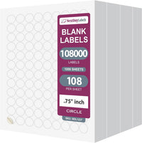 8-1/2" x 11" 108 Labels per Sheet 3/4" Round