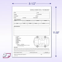 8-1/2 x 11" Vehicle Inspection Worksheet for Auto Haulers, 2 Part Carbonless Form.