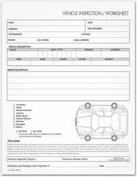 8-1/2 x 11" Vehicle Inspection Worksheet for Auto Haulers, 2 Part Carbonless Form.