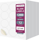 8-1/2" x 11" 12 Labels per Sheet 2-1/2" Round