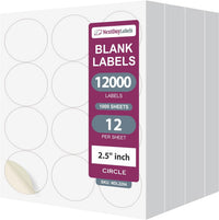 8-1/2" x 11" 12 Labels per Sheet 2-1/2" Round