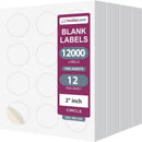 8-1/2" x 11" 12 Labels per Sheet 2" Round for Bleeds