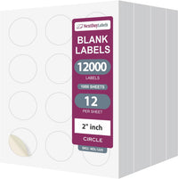 8-1/2" x 11" 12 Labels per Sheet 2" Round for Bleeds