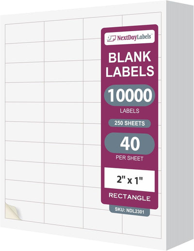8-1/2" x 11" 40 Labels per Sheet 2" x 1"