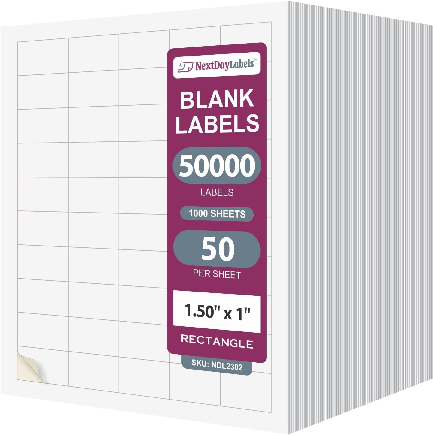 8-1/2" x 11" 50 Labels per Sheet 1-1/2" x 1"