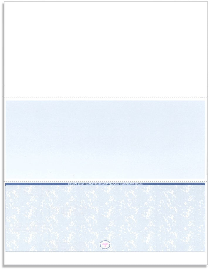 Blank Laser Bottom Check Paper, Blue