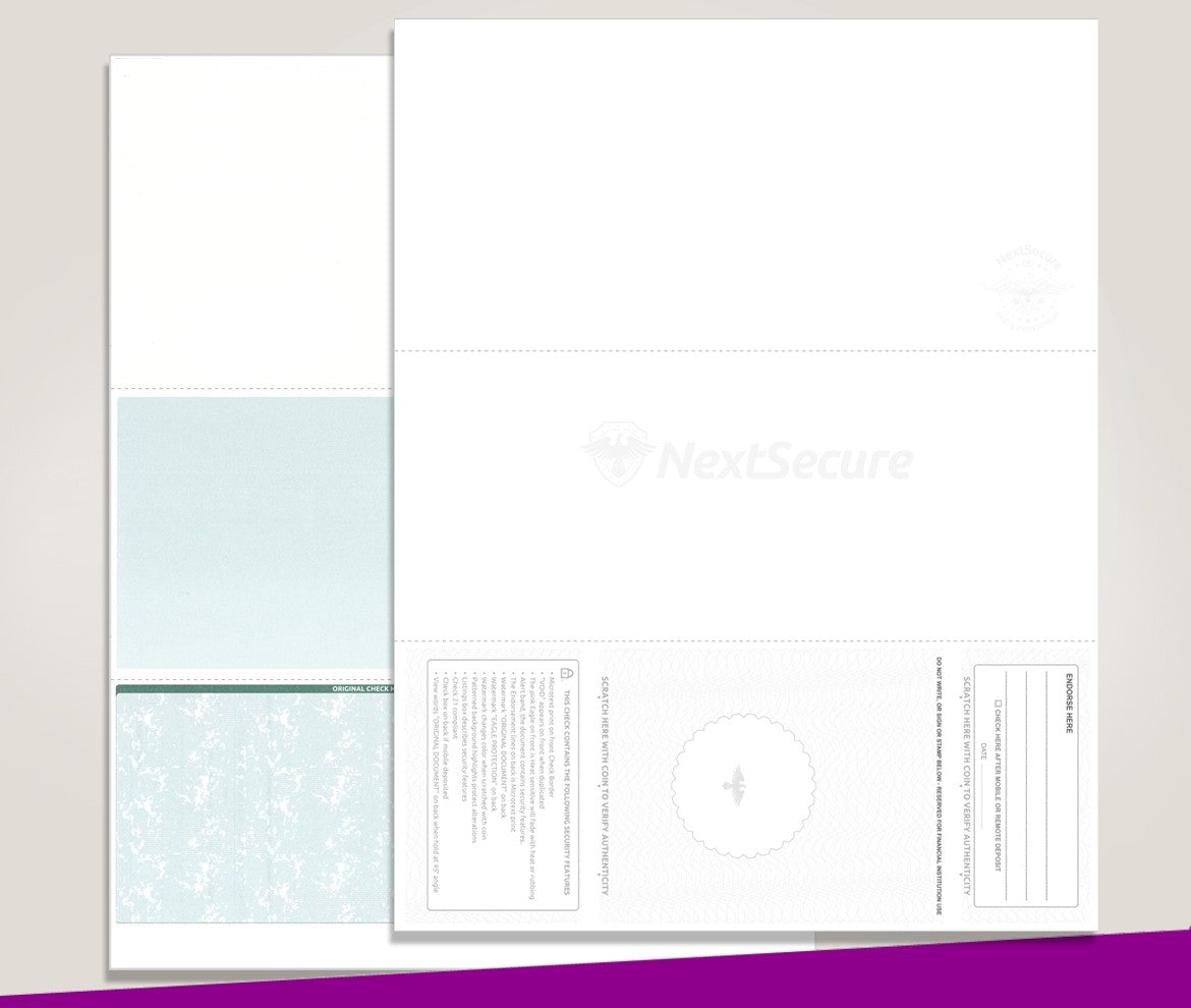 Blank Laser Bottom Check Paper, Green