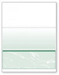 Blank Laser Bottom Check Paper, Green