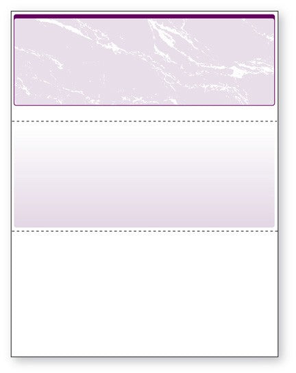 Blank Laser Top Check Paper, Purple