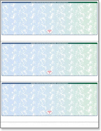 Blank Laser Checks, 3 per Page, Blue/Green Prismatic