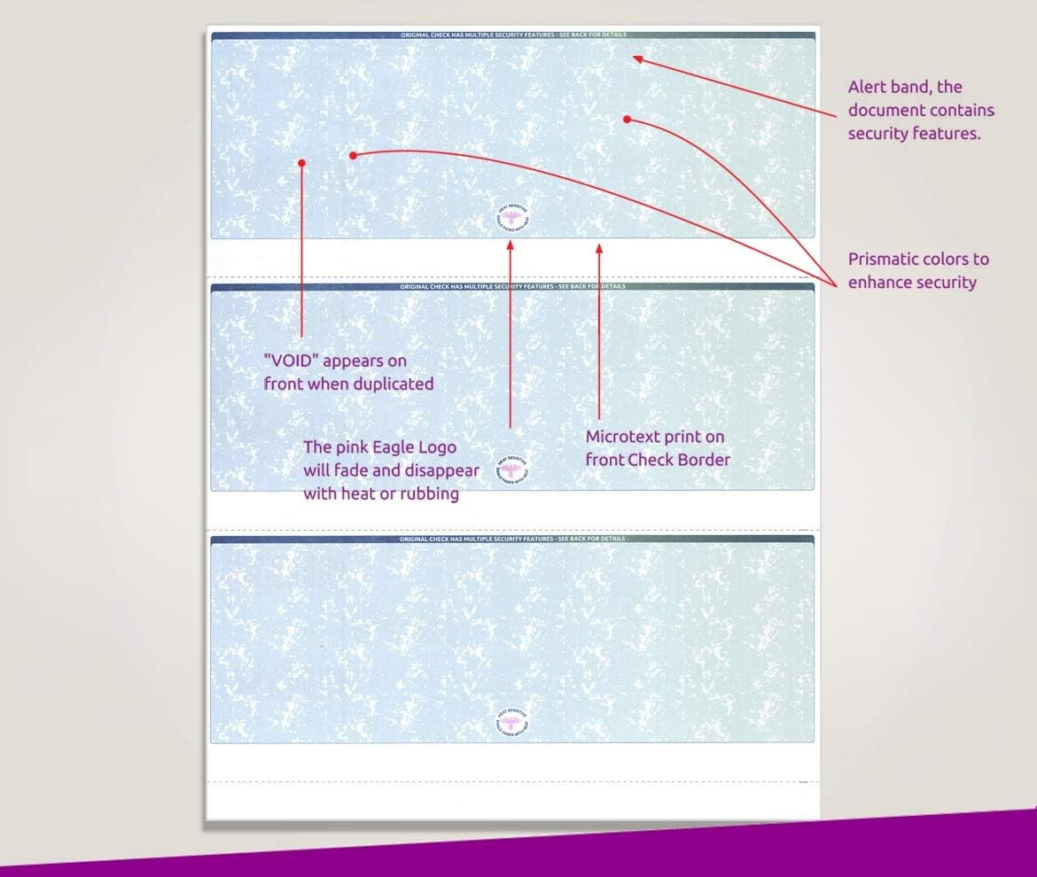 Blank Laser Checks, 3 per Page, Blue/Green Prismatic