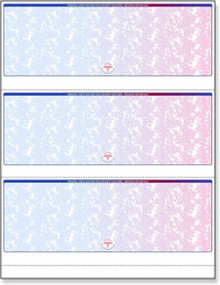 Blank Laser Checks, 3 per Page, Blue/Red Prismatic