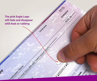 Blank Laser Bottom Check Paper, Blue/Red Prismatic