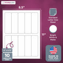 8-1/2" x 11", 10 Labels, per Sheet, 1-1/2" x 4.75"