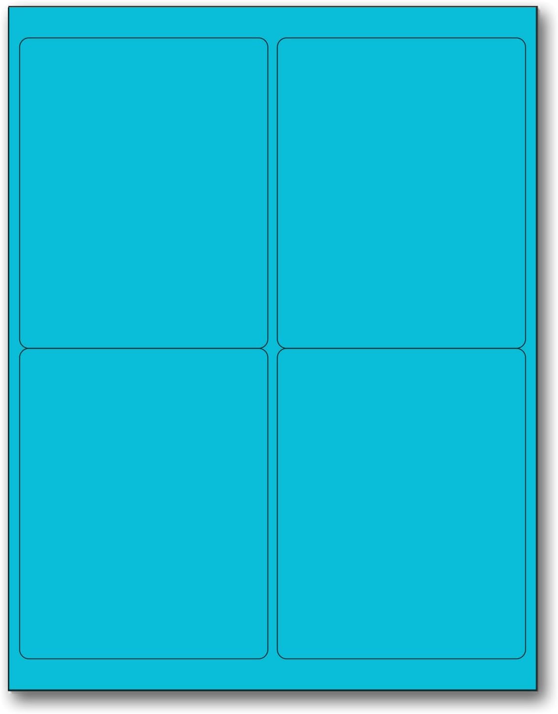 8-1/2" x 11" Fluorescent blue 4 Labels per Sheet 4 x 5