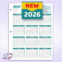 Work Tracker Attendance Calendar Cards 8 ½ X 11