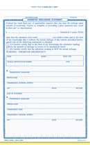 5 2/3" x 8 1/2", 3-4 Part Odometer Disclosure Statement