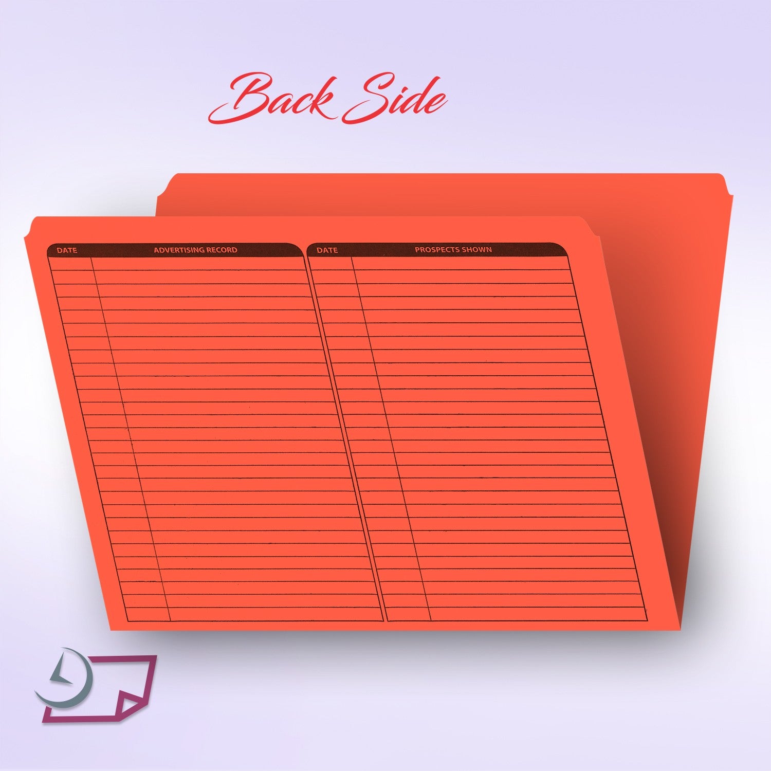 Real Estate Listing Folder, Right Panel List, Letter Size, Orange
