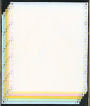 9-1/2 x 11" Continuous Paper, 15# 6 Part White, Canary, Pink, Gold, Green & Blue, with Side Perfs