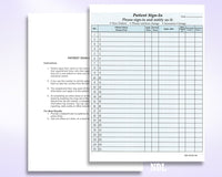 8-1/2 x 11" Patient Sign In Form, 2-Part NCR Carbonless, Blue