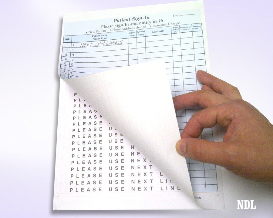 8-1/2 x 11" Patient Sign In Form, 2-Part NCR Carbonless, Blue