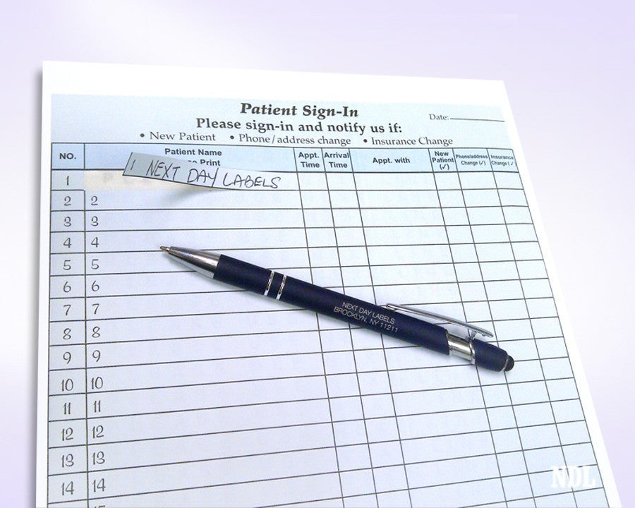 8-1/2 x 11" Patient Sign In Form, 2-Part NCR Carbonless, Blue