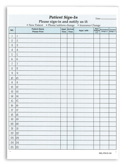 Patient Sign in Form Blue