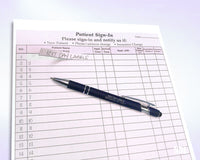 8-1/2 x 11" Patient Sign In Form, 2-Part NCR Carbonless, Purple