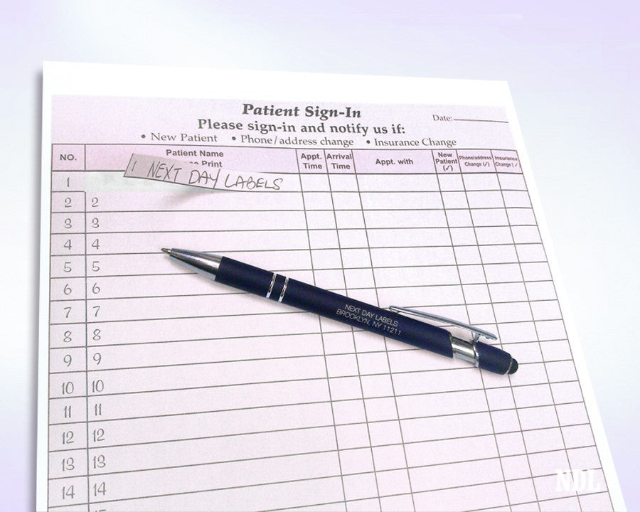 8-1/2 x 11" Patient Sign In Form, 2-Part NCR Carbonless, Purple