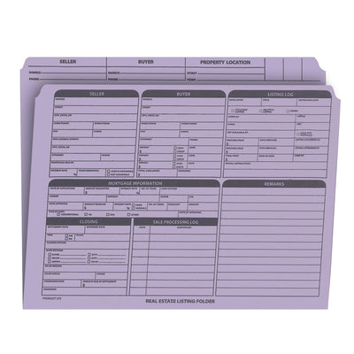 Real Estate Listing Folder, Right Panel List, Letter Size, Lavender