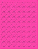 8-1/2" x 11" Pink Fluorescent 63 Labels per Sheet 1" Round