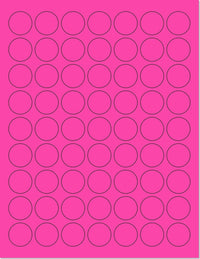 8-1/2" x 11" Pink Fluorescent 63 Labels per Sheet 1" Round
