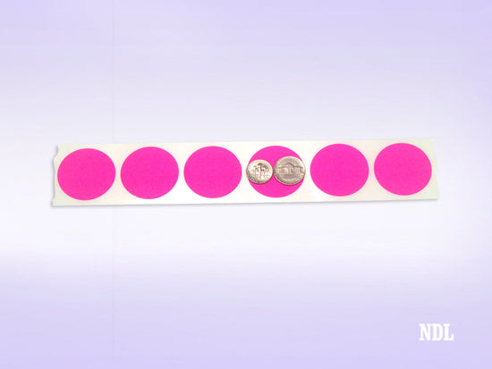 1.5" Circle Color Stickers, 500 Permanent Labels, 3" Core, Pink Fluorescent