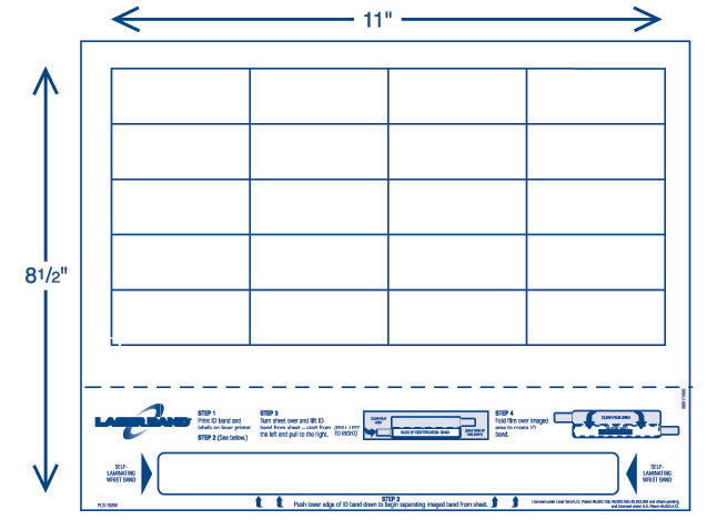 8-1/2" x 11" Wrist Band For Adults 20 Labels