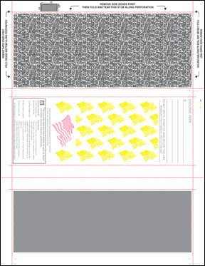 8 1/2" x 11" Pressure Seal Form Z Fold Payroll Blue Check & Blue Stub.