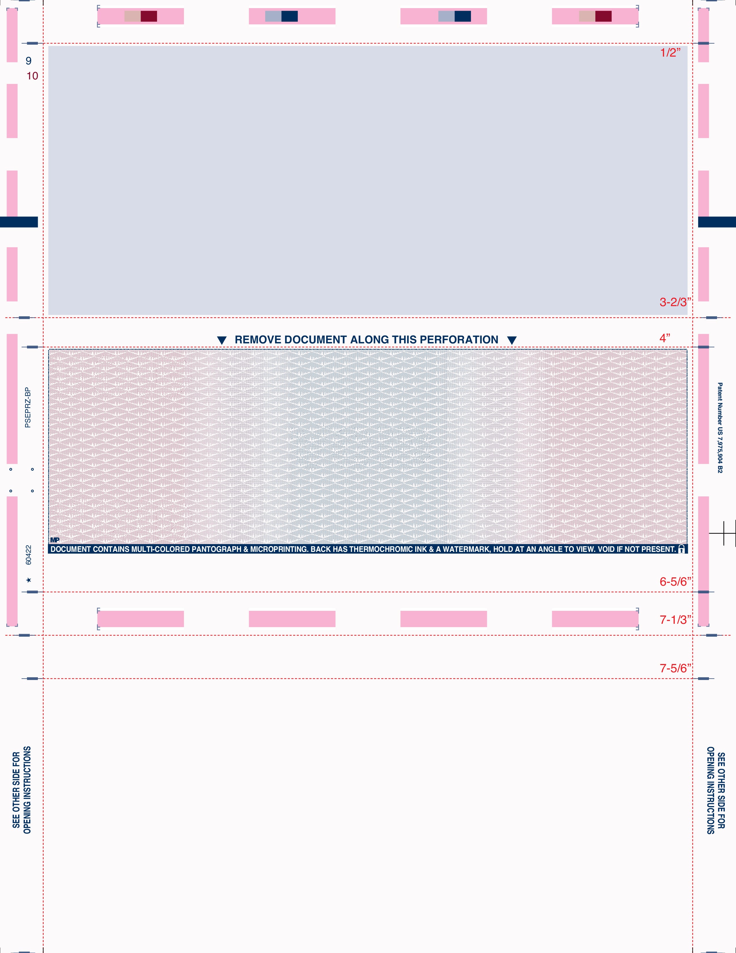 8 1/2" x 11" Pressure Seal Form Z Fold Payroll Prismatic Blue & Red