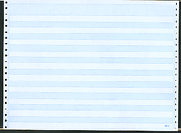 14-7/8 x11" Continuous Paper  18# 1 Part, 1/2" Blue Bar, No Side Perfs