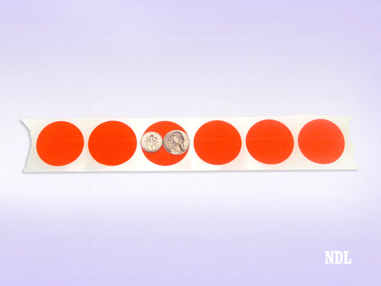 1.5" Circle Color Stickers, 500 Permanent Labels, 3" Core, Red Fluorescent