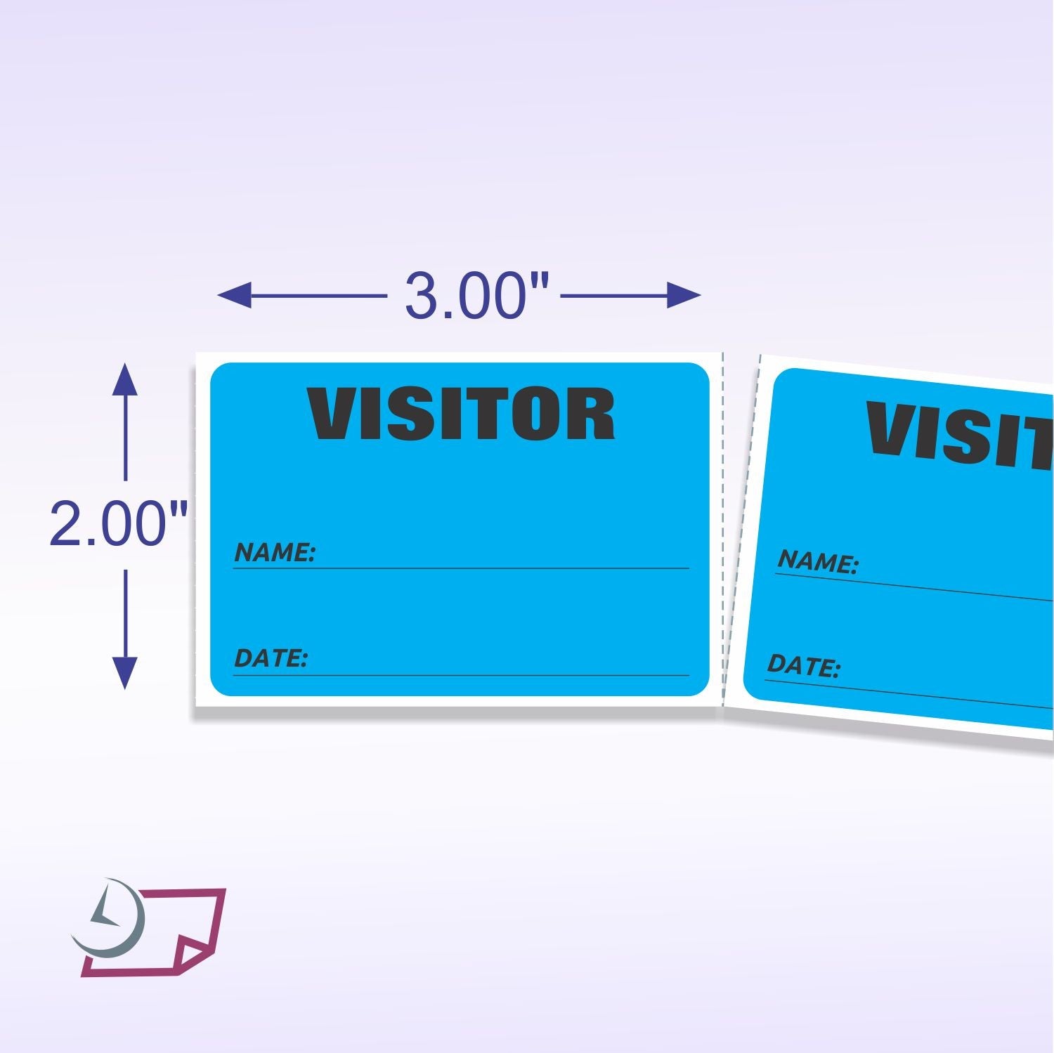 3" x 2" Fluorescent Blue Visitor Pass Labels